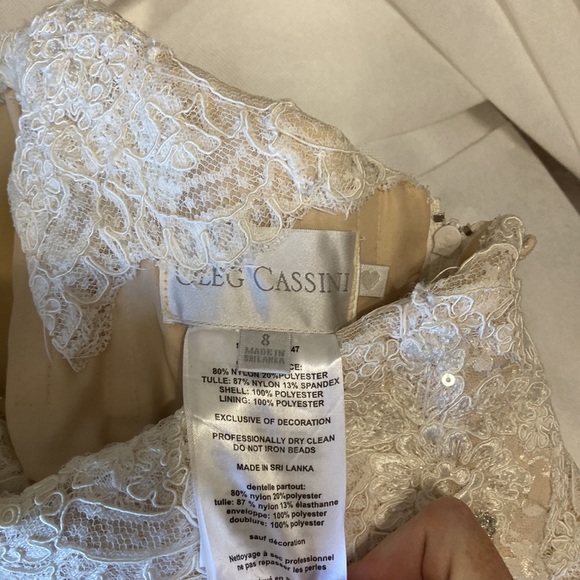 Elegant and timeless lace wedding dress with sequins and Swarovski crystal belt. - Picture 3 of 5